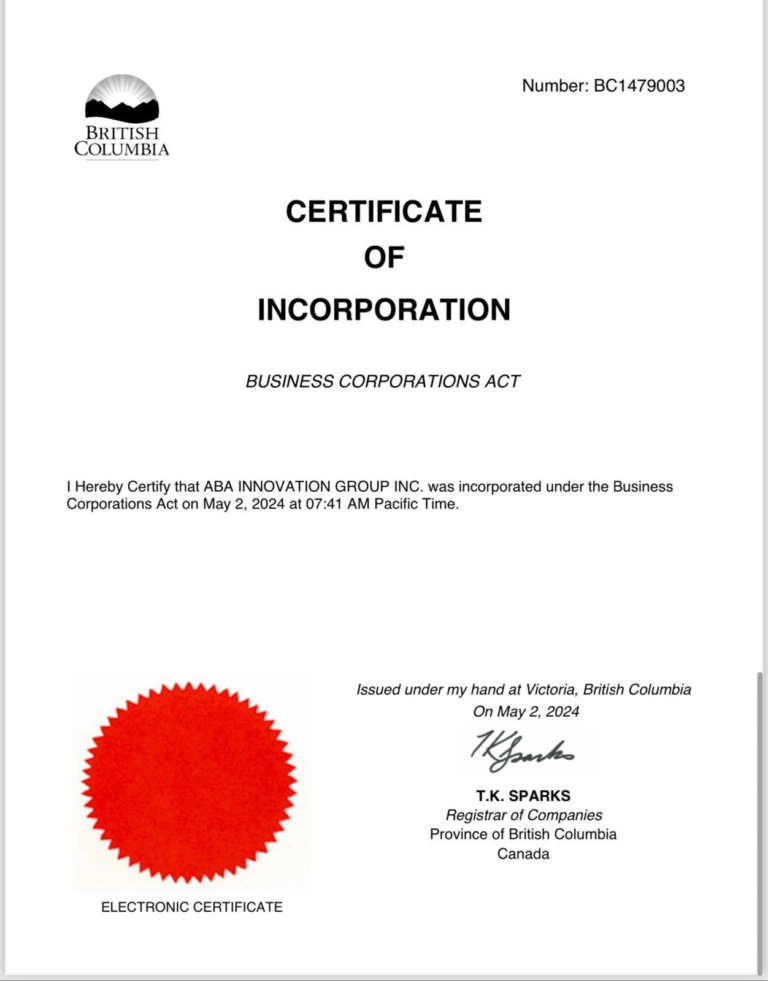 Certificate Of Incorporation